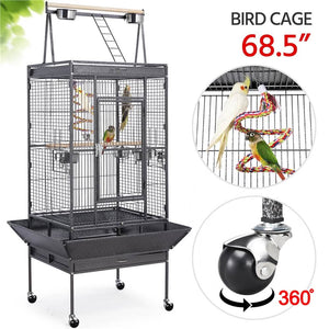 Wrought Iron Rolling Large Bird Cage 68.5-inch