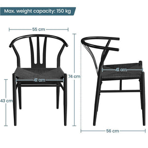 2PCS Weave Modern  Arm Chair with Open Backrest