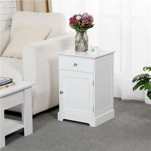  End Table with One Drawer and Slatted Door