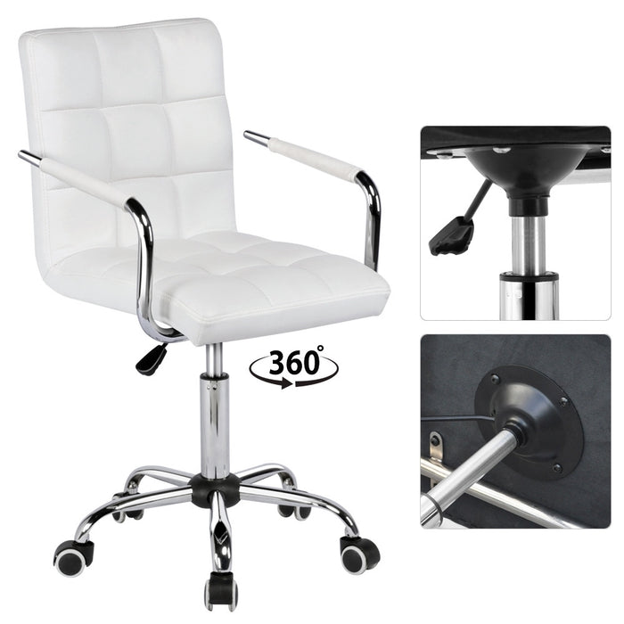 White Modern PU Leather Office Desk Chairs 49-63.5 cm Adjustable Seat Height