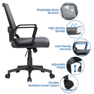 Yaheetech Mid-Back Mesh Office Chair 