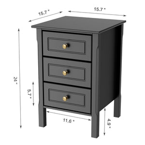Wood 3-Drawer Nightstand