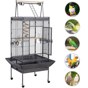 Wrought Iron Rolling Large Bird Cage 68.5-inch