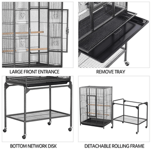 53.7’’H Mobile Large Parrot Cage