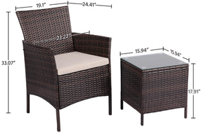 Three Piece Suit Rattan Chairs and Table